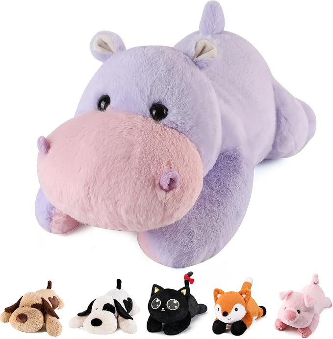 meowtastic Hippo Weighted Stuffed Animals - 28 Inch 5.0 Pounds Weighted Plush Hippo Stuffed Animals - Large Toys Pillow - Cute Plush Toys Gifts for Kids & Adults (28" 5.0 lbs)