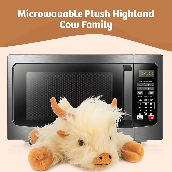 Marysun Microwavable Highland Cow Stuffed Animal Toy - Weighted Heating Pad Stuffed Animal Gift for Girls and Kids, 9.8in, 1.65lb