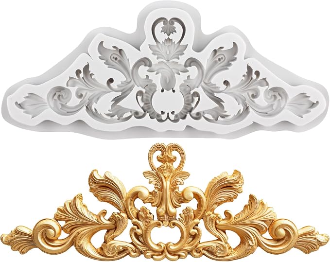 Baroque Polymer Clay Molds Curlicues Scroll Lace Relief Flower Silicone Mold for DIY Crafts Epoxy Resin Casting Air Dry Polymer Clay Plaster Jewelry Making