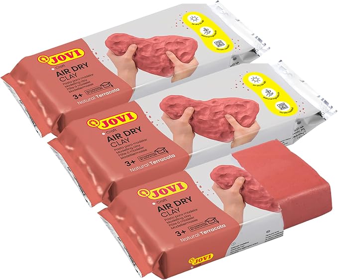 Jovi - Air Dry Clay, 3 x 1.1 lb, Terracotta Color, Total of 3.3 lb | Pottery Clay for Arts and Crafts Projects, No Oven Needed, gluten-free