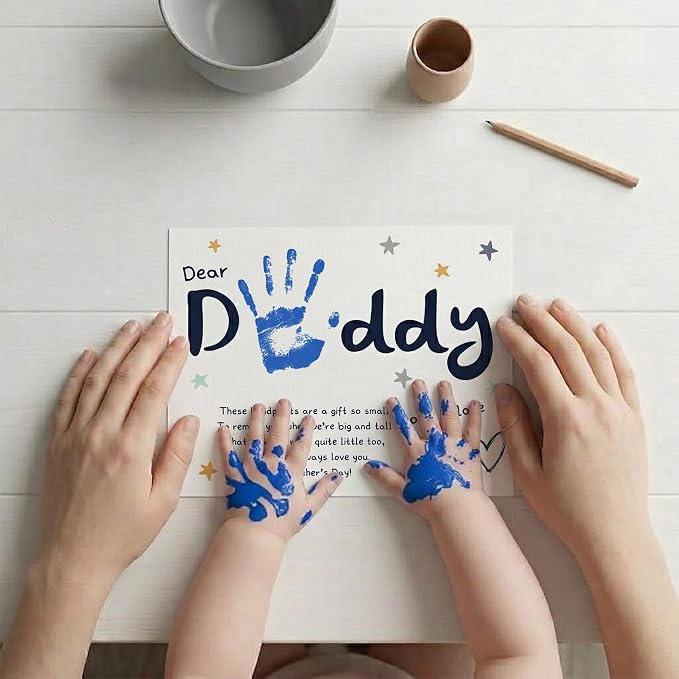 Happy Fathers Day Handprint Kit, Pack 4 DIY Handprint Craft, Personalized Gift for Dad from Kids, Toddler & Preschool Art Activity, Cute Handmade Memory Gifts for Father’s Day