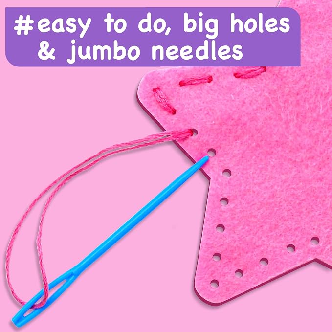 EZCRA Fairy Sewing Kit for Kids Ages 4-8 - 4 Beginner Kids Sewing Crafts Projects - No-Mess Arts & Crafts for Girls - Gift for Kids with Felt Stickers