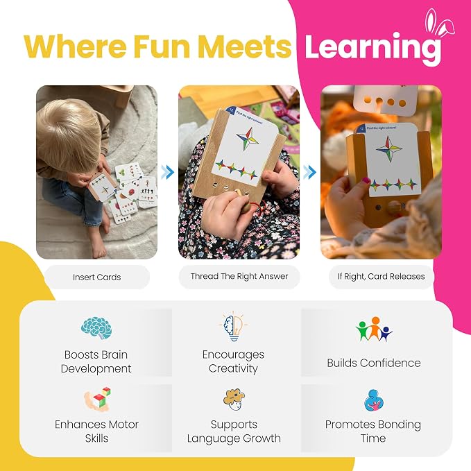 Puncho – Teach Your Kids to Solve Problems – Montessori Self-Correcting Wooden Learning Game – 144 Flash Cards with 288 Learning Exercises – Educational Gift for Boys & Girls Ages 4+