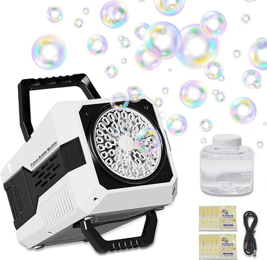 2026 Bubble Blower with LED Lights Automatic Bubble Machine Operated by USB or Battery,for Wedding/Outdoor Party Essential Toy Kids Birthday Gift