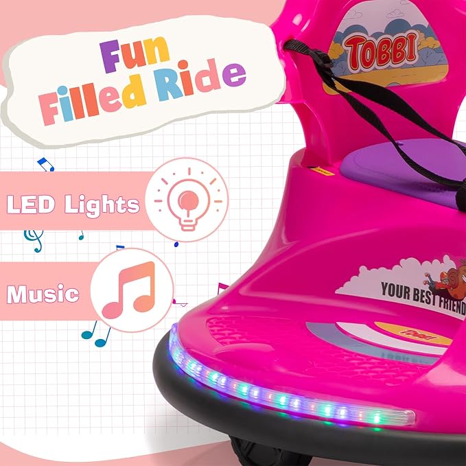 TOBBI Kids Electric Ride On Snail Shape Toy, 12V Battery Powered Toddler Bumper Car with Parent Remote Control/Funny Stickers/360 Degree Spin for Children of Aged 1-6-Azzure