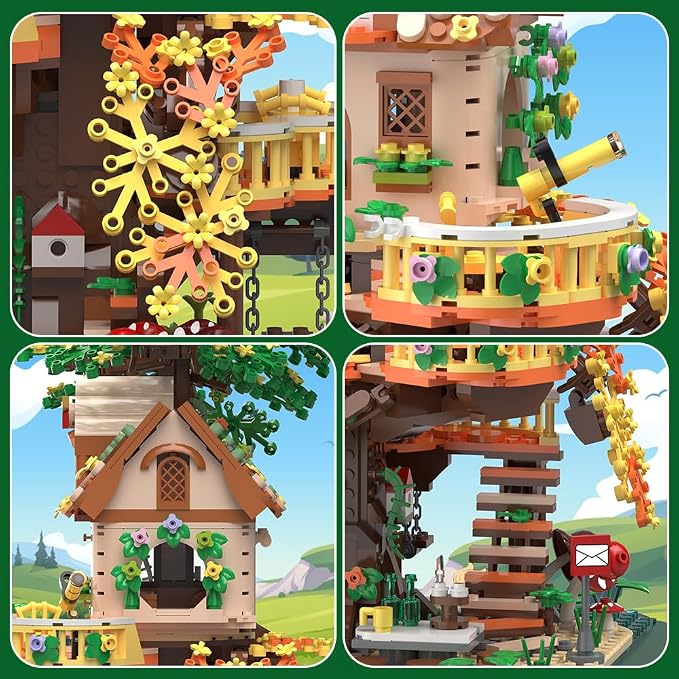 RAVAYO Forest Tree Building House Blocks Set with LED, Creative Toy for Adults Teen 14+, Mini Brick 2071pcs