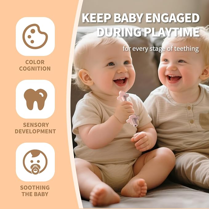 6pk Baby Teether Straws Silicone Teething Tube Stick Toy for 0-12M | Shielded Tube Teethers Sensory Toys, Soothing Infant Teething Straws, Hollow Textured Chew Sticks for Toddlers Relief