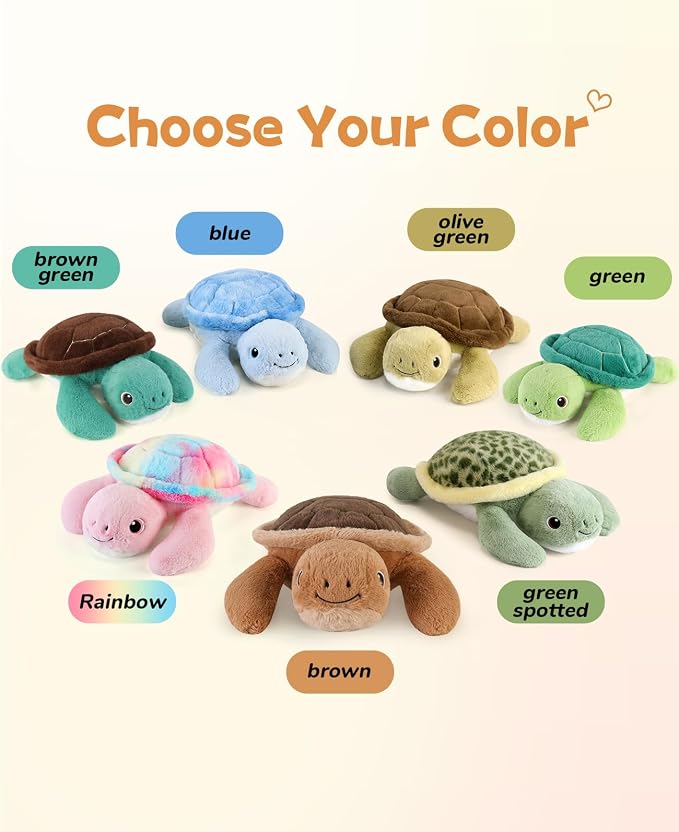 gnomantic Turtle Weighted Stuffed Animals - 22 Inch 4.5 Pounds Weighted Plushies Sea Turtle Stuffed Animal - Big Tortoise Plush - Cute Plush Toys Gifts for Kids & Adults (Brown)