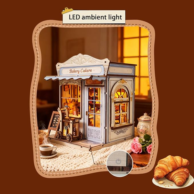 Book Nook Kits for Adults - DIY Miniature Bakery & Patisserie Dollhouse |Cozy 3D Wooden Puzzle, a Thoughtful Gift for Easter,St. Patrick’s Day, Holidays, Family, Friends, Girlfriend&Classmates