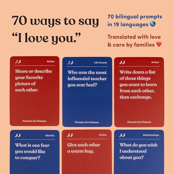 Parents Are Human, Relationship Cards, Get to Know Each Other Better, Parents, Families, Teens & Kids Relationship Building, Light & Deep Questions, 70 Questions & Activity Cards, English + Bangla