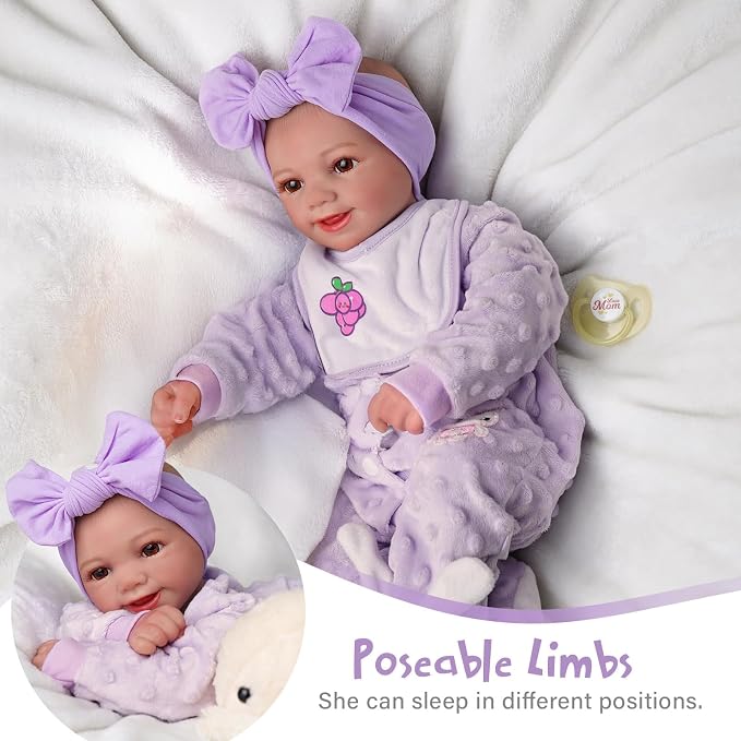 BABESIDE Lifelike Reborn Baby Dolls with Bassinet, 17 Inch Soft Body Realistic Newborn Real Life Girl Baby Dolls Soft Vinyl and Cloth Body with Basket & Feeding Kit Gift Box for Kids Age 3+