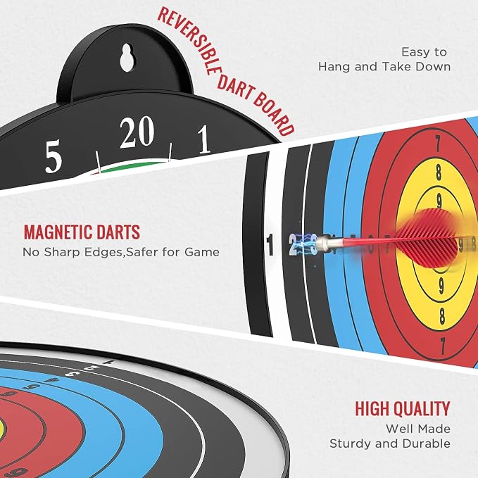 Dart Board - 12pcs Magnetic Darts - Excellent Indoor Game and Party Games - Gifts for 5 6 7 8 9 10 11 12 Year Old Boy Kids