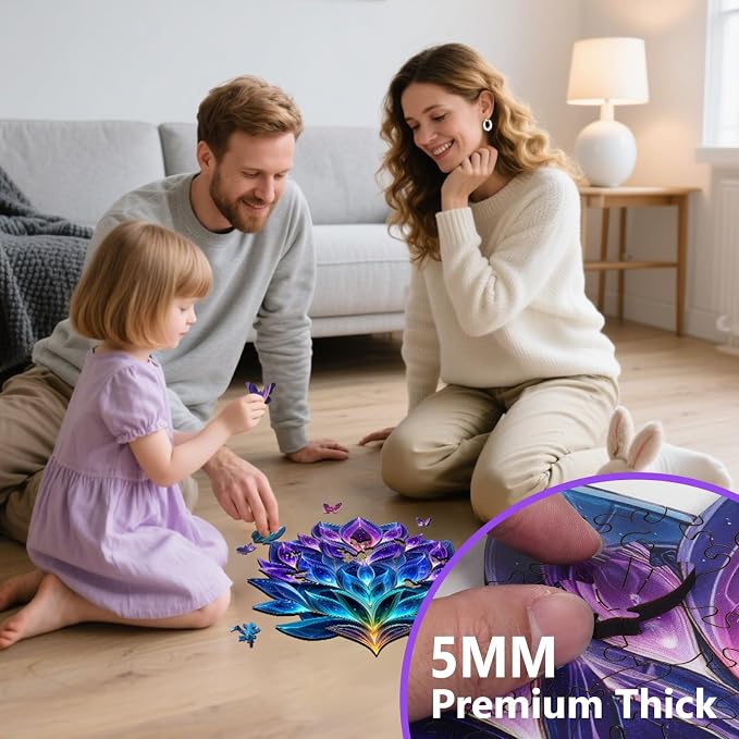 Leodozzio Wooden Puzzles for Adults 200 Pieces, Crystal Jigsaw Puzzles, 5MM Thick Unique Shaped Wooden Puzzle, Birthday Gift Family Game, 11.5x11.9 Inch