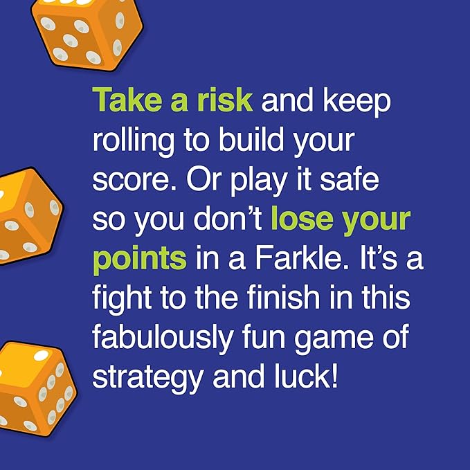Farkle Classic Dice Game – Kids, Family Games, Travel Game, Adult Games, Board Game, Dice Cup, Summer Toys, Dice Set, , Ages 8+