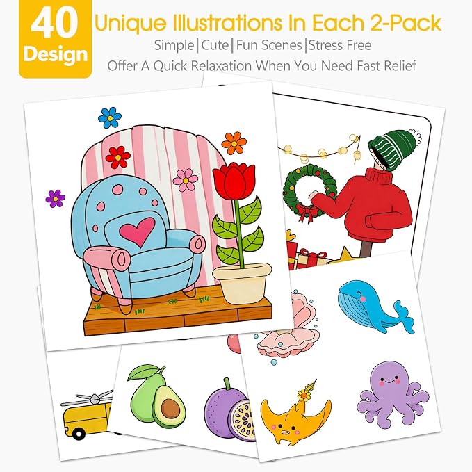 Cute Coloring Book Set for Teens Adults Relaxation, Easy and Simple Designs Coloring Book for Teens Girls, Stress Relief Gifts for Women with 24 colors Markers & 12 Glitter Pens & 12 Colored Pencils