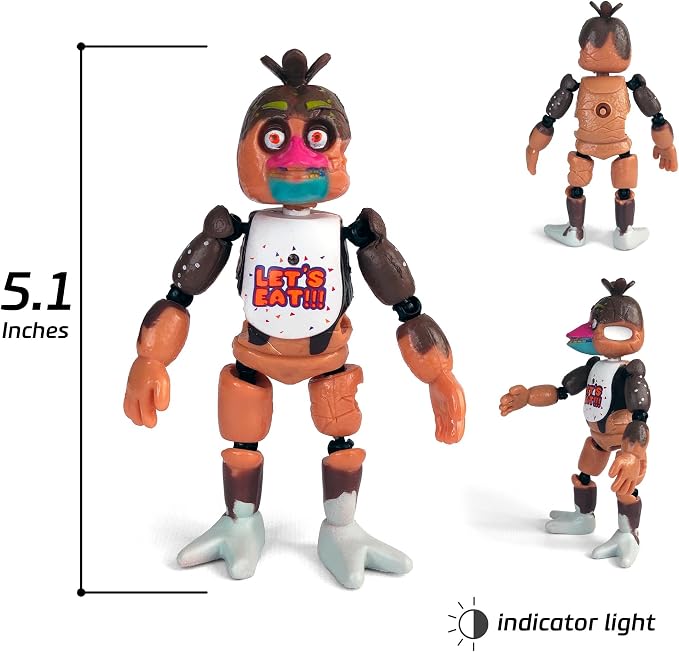 Toysvill Inspired by Five Nights at Freddys | Chocolate Collection | Freddy's Action Figures Toys (FNAF) Set of 6 pcs [Rockstar & Chocolate Freddy, Bonnie, Chica, Easter, Freddy Frostbear]