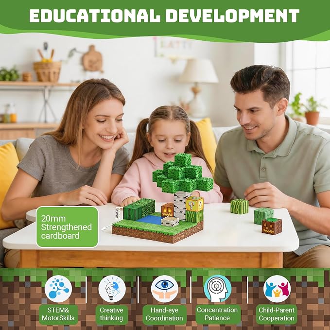 48PCS Magnetic Building Blocks for Kids 3-8 | Super Strong Magnets, STEM Educational Magnet Cubes, Minecraft-Style Construction Toy, Non-Toxic Sensory Play, Birthday Gifts for Boys & Girls