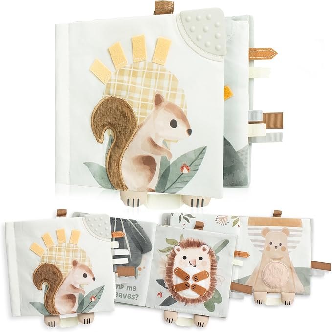 Soft Baby Book with Touch and Feel Pages - Cute Sensory Book for Babies 0-6, 6-12 & 12-18 Months with Mirror & Crinkle Paper - The Perfect Busy Book Toy for Baby Showers Or as a Newborn / Infant Gift