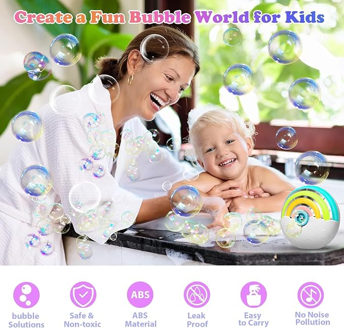 Astronaut Soap Bubble Machine Fireworks Bubble Machine for Kids 20000+ Bubble per Min/Lights/DIY Stickers/240ml Solution Automatic Bubble Machine Toy for Kids Summer Outdoor Party Wedding