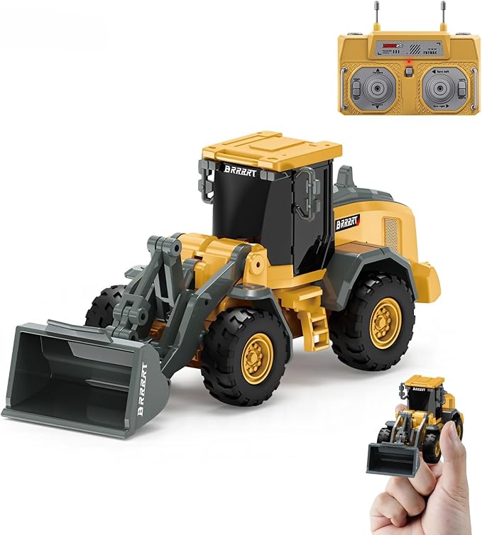 BRRRRT 1/64 RC Bulldozer Toy,Full Proportion RC Construction Vehicles Supports Pushing-Lifting-Moving,Type-C Direct Charging Alloy Remote Control Bulldozer,Birthday Gifts for Boys and Girls Age 3+
