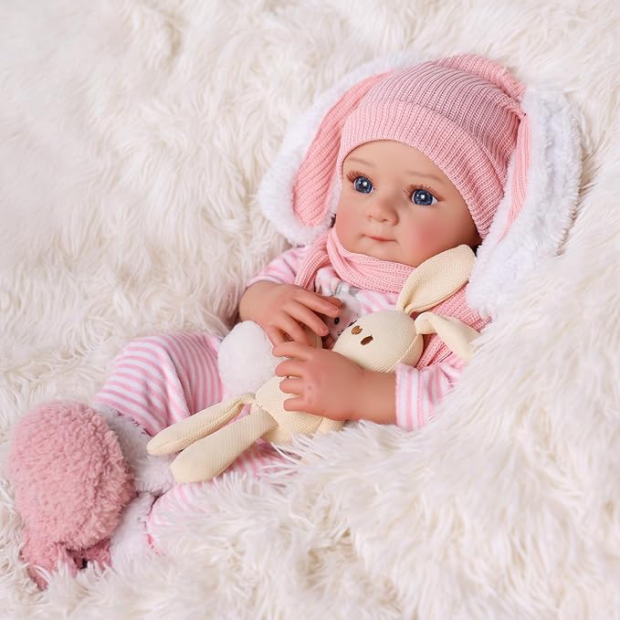 BABESIDE Reborn Baby Dolls - 17 Inch Soft Body Realistic Baby Doll Girl Lovely Awake Hand Painted Hair Girl Bebe Reborn de Silicona Real Life Baby Dolls with Gift Box for Kids Age 3+ Collectors