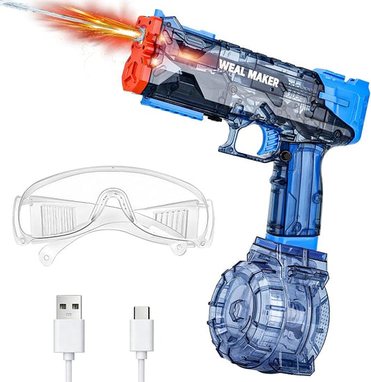Electric Water Gun with LED Flash & USB-C Charging, Designed for Epic Aquatic Fun, Automatic Squirt Guns 25-30 FT Range, Realistic Water Pistol for Summer Outdoor Backyard Water Theme Party Toys