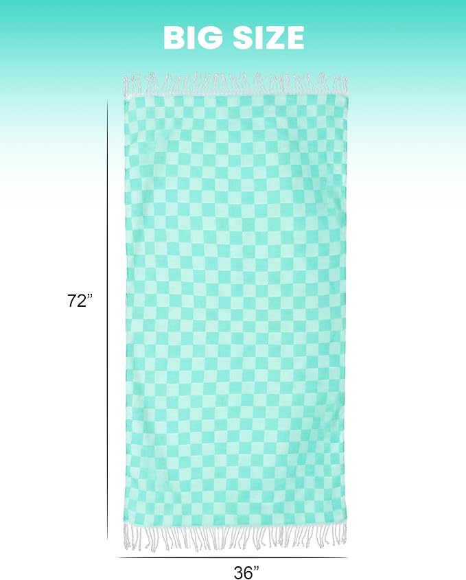 Antfuny 2 Packs Checkered Plaid Travel Towel Turkish Towel Beach Blanket Quick Dry Lightweight Hawaii Summer Vacation Necessities Europe Costa Rica Florida Trip Essentials Airplane Accessories Flight