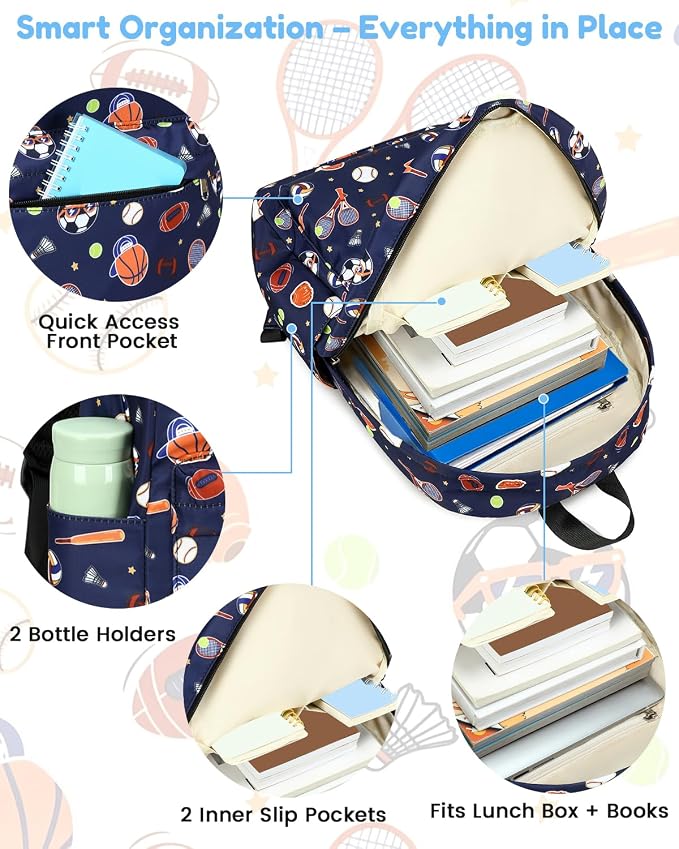 CAMTOP Preschool Backpack for Kids Boys Girls Toddler Backpack Kindergarten School Bookbags for Age 3-8 (Blue Classic Balls)