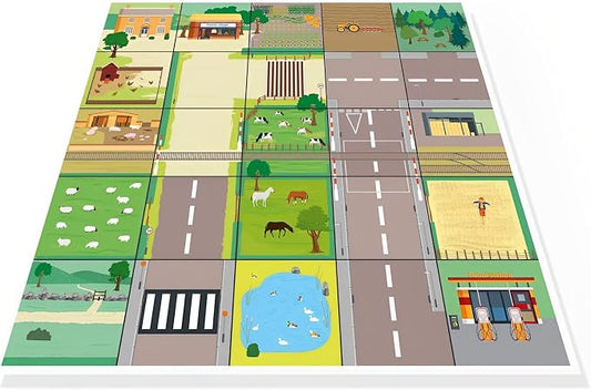 Countryside Educational Mat for Programmable Coding Bee Bot and Blue Bot, Kids Floor Play Mat,STEM Toy,708IT10144