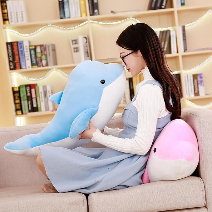 2pieces Dolphin Stuffed Animals Plush Pillows Soft Sea Animal Plush Toys Dolls Stuffed Animal Plushies Gifts for Kids (Pink+Blue 2pieces*7.5Inch)