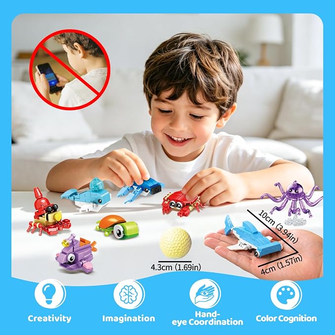 36 PCS Mini Building Blocks Sets Party Favors for Kids 4-8, Small Ocean Animals Building Blocks Sets for Goodie Bag Stuffers, Prize Box Toys for Kids Classroom, Classroom Prizes