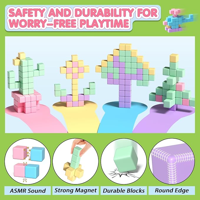 Apluses 45PCS Magnetic Blocks - Toddler Girl Toys, Magnet Building Blocks, STEM Sensory Outdoor Autism Toys for 3-5 Year Old Boys & Girls, Magnetic Cubes Classroom Must Haves for Kids Ages 3+