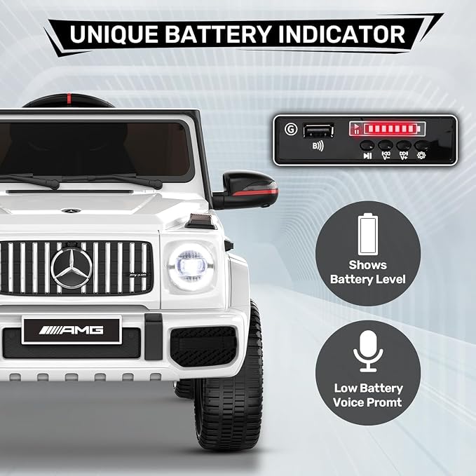 ANPABO Licensed Mercedes-Benz G63 Car for Kids, 12V 7AH Ride on Car w/Parent Remote Control, LED Headlights, Music Player & Horn, Soft Start, Low Battery Prompt, Kids Electric Car (Bright White)