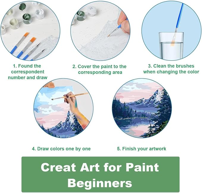 WUDWL Paint by Numbers Kit for Adults Framed Canvas, 3 Pack with Wooden Easel,Paint by Numbers for Kids Ages 8-12, Sun and Moon DIY Acrylic Landscape Oil Painting Arts Crafts, 9.45x11.8inch
