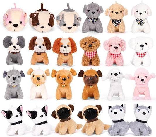Niceup Small Dog Stuffed Animals Kids Plush Puppy Stocking Stuffers Party Favors Bulk Dog Paw Adoption Class Pet Puppy Toys Doll for Party Bag Goodie Bag Stuffer Gift Fillers (48)