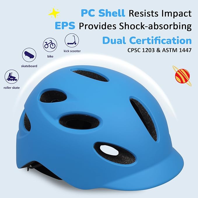 Kids/Youth Bike Helmet for Boys Girls and Teens, Adjustable and Multi-Sport for Bicycle, Kick Scooter, Skateboard, Roller/Inline Skate