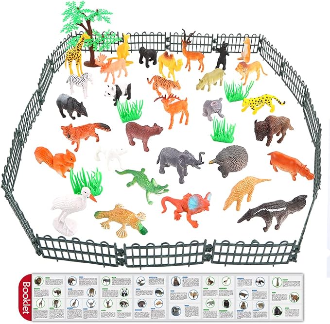 Animals Figure,54 Piece Mini Jungle Toys Set,ValeforToy Realistic Wild Vinyl Plastic Animal Learning Party Favors for Boys Girls Kids Toddlers Forest Small Playset Cupcake Topper