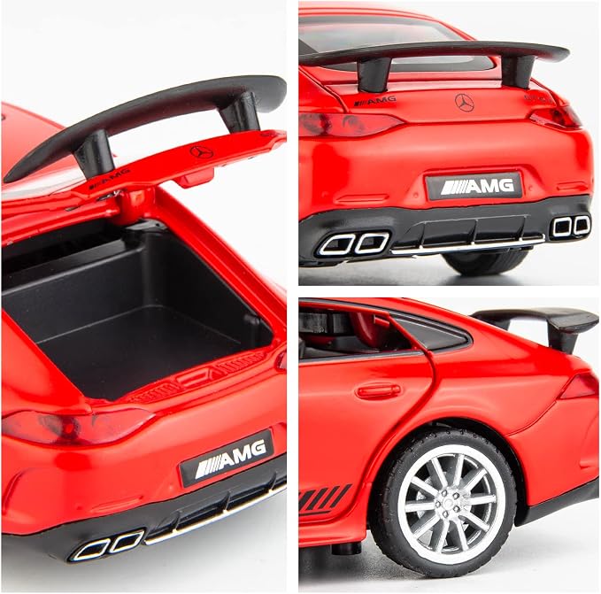 WAKAKAC 1/32 AMG GT63 Model Car Zinc Alloy Diecast Collectible Toy Car Pull Back with Light and Sound Toy Vehicle for 3+ Years Old Kids(Red)