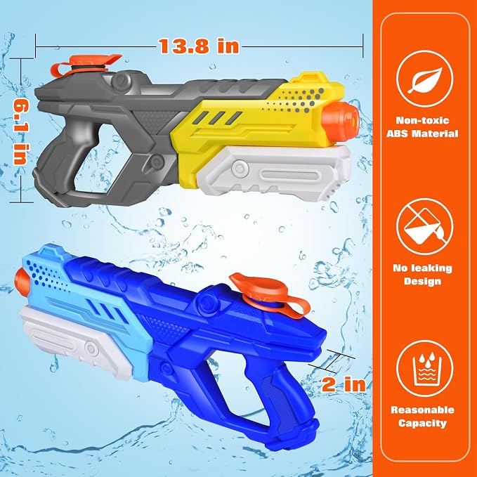 Quanquer Water Guns for Kids Adults - 600CC 3 Pack Super Squirt Water Toy Gun High Capacity Long Shooting Range Soaker Blaster for Swimming Pool Beach Outdoor Fighting Party