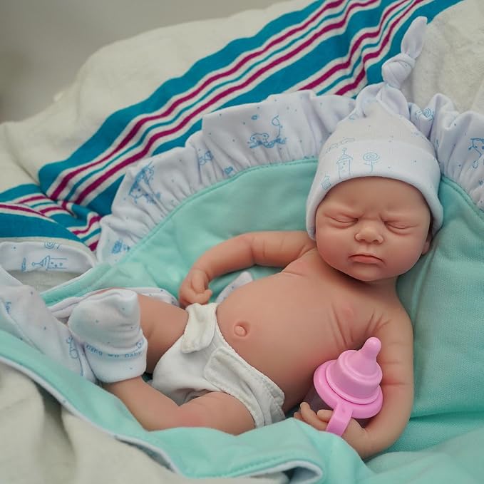 Newtotlove 12" Reborn Baby Dolls Boy, Full Silicone Baby Dolls, Realistic Soft Silicone Newborn Baby Doll, Real Full Body Silicone Baby with Feeding Accessories