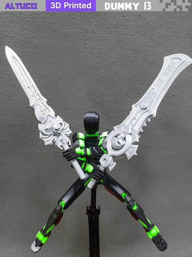 altuco Titan 13 Action Figure Set for Kids,T13 Action Figure with Multiple Accessories,3D Printed Dummy Robot 13 Desktop Decorative Toy for Boys (Black-Green)
