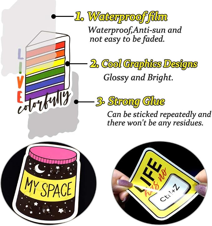 QTL Cute Stickers for Girls VSCO Stickers for Hydroflask Laptop Kids Teens Girls Waterproof Vinyl Packs 50Pcs