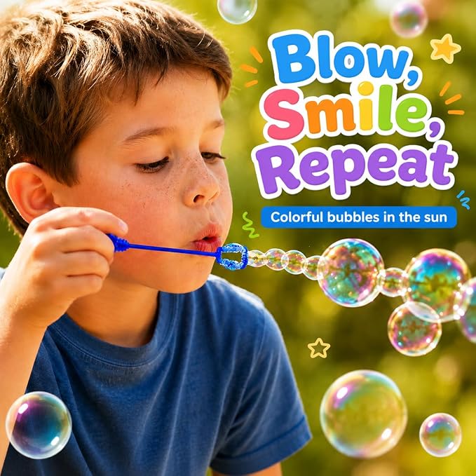 Waybla 24 Pack Bubble Party Favors for Kids, Goodie Gift Bag Stuffer Fillers for Kids, 8 Colors Mini Bubble Wands Birthday Summer Beach Pool Toys for Boys Girls, Classroom Prizes Treats for Toddlers