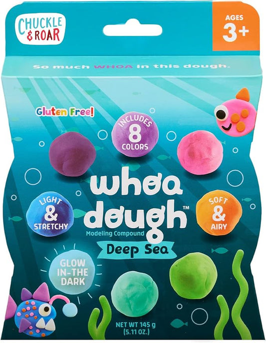 Chuckle & Roar Air Dry Clay Deep Sea Pack - 8 Colors, Portable Color Wheel Case, Non Toxic, Ages 3+ - Stretchy Sensory Dough - Glow in the Dark Playdough - Gluten Free Playdough for Kids