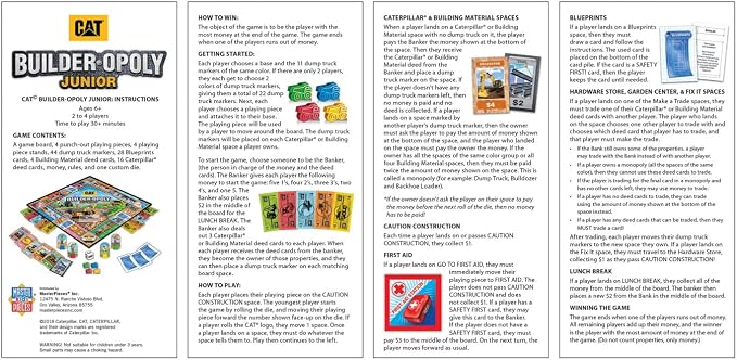 MasterPieces Kids & Family Board Games - Caterpillar Builder Opoly Jr. - Officially Licensed Board Games for Kids, & Family