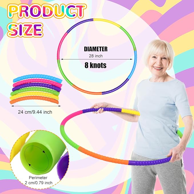Sratte 12 Pcs Toy Hoop for Kid - Detachable & Adjustable Colored Hoop Exercise Ring Plastic Circle for Kid, Teen Gymnastics, Dog Agility Equipment, Require Self Assembly (Stylish Colors, 32 Inch)