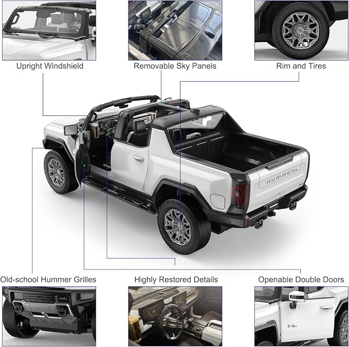 RASTAR Remote Control Car 1/16 Scale GMC Hummer EV Pickup RC Car, Electric Off-Road Monster, RC Hummer Truck for Kids Boys, White 2.4G
