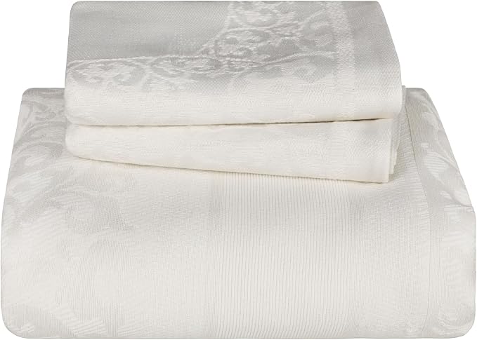 Superior Cotton Blend Bedspread Set, Includes 1 Tailored Bedspread and 2 Matching Pillow Shams, Lightweight Blanket, Bedding Decor, Jacquard Vintage Floral Mandala, Lyron Collection, Full, Off-White
