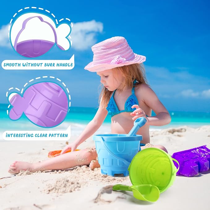 Sosation Sand Buckets Bulk for Kids Summer Sand Buckets and Shovels for Kids 5.5 Inch Plastic Beach Pails Toys for Girls Boys Gift Party Favor, 5 Assorted Colors(Bright Color,60 Pcs)