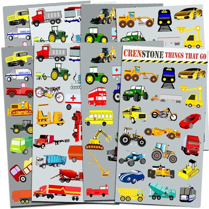 Cars and Trucks Stickers Party Supplies Pack Toddler - Over 160 Stickers for Toddler Boys and Girls (Cars, Fire Trucks, Construction, Buses & More!)